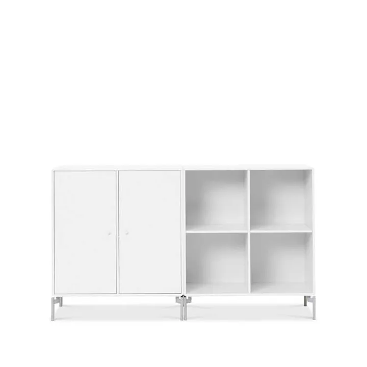 Pair side table - New white 101, chrome legs - Montana