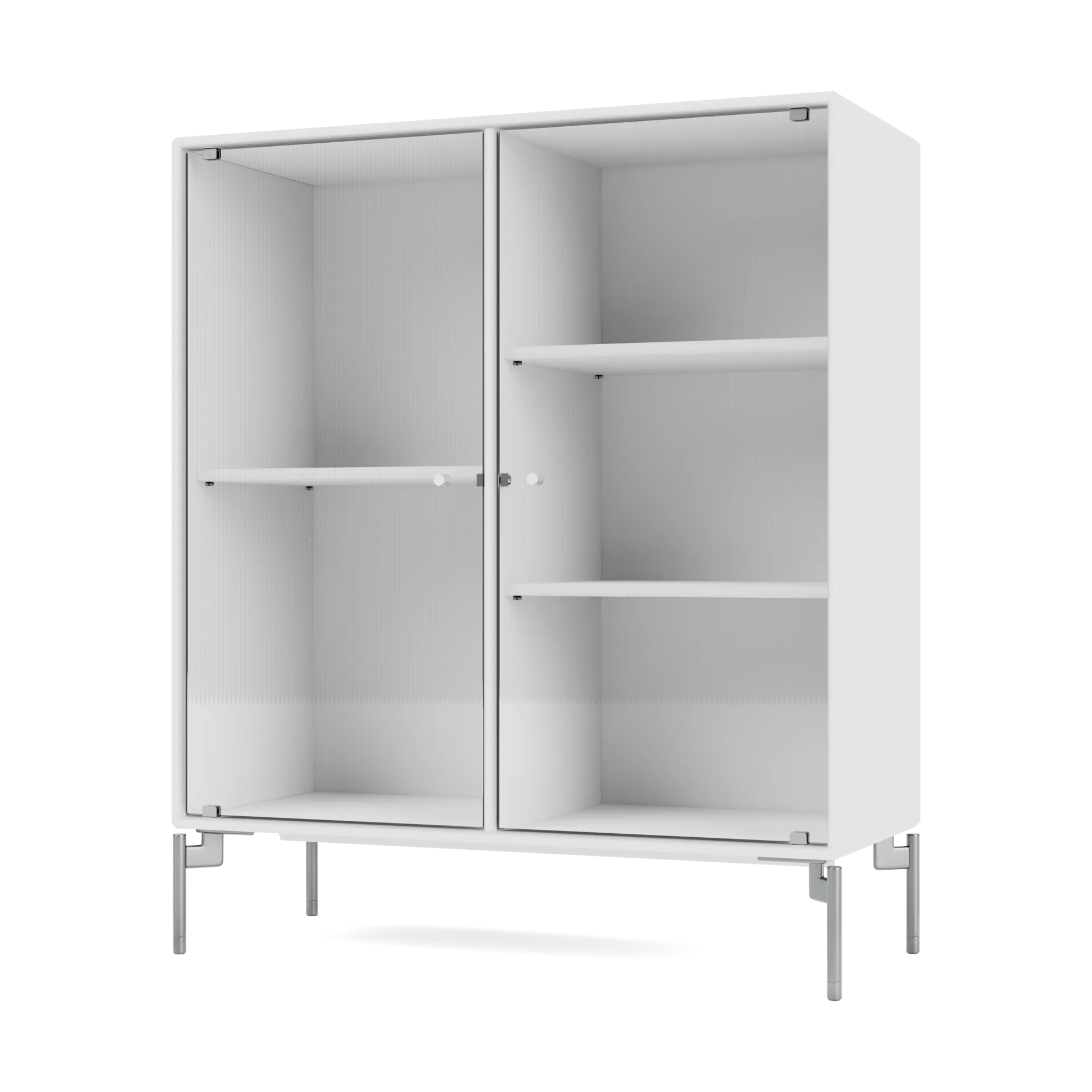 Ripple II display cabinet 69.6x82.2x30 cm, NewWhite-legs chrome Montana
