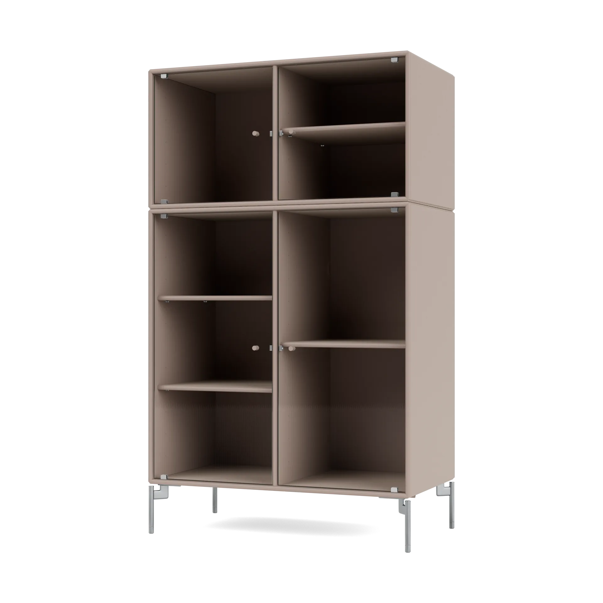 Ripple III display cabinet 69.6x117.6x38 cm, Mushroom-legs chrome Montana