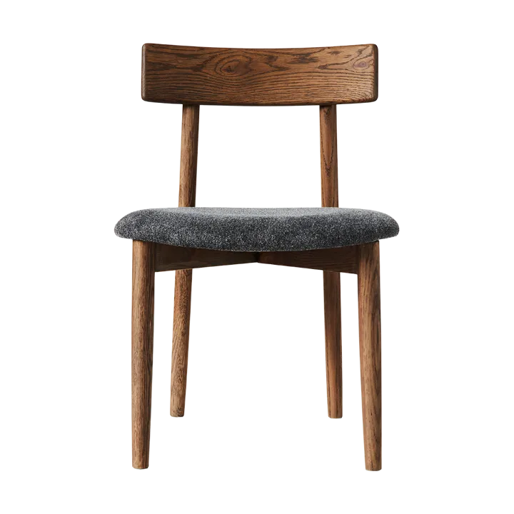Tetra chair with padded seat - Granite coloured fabric-dark oiled oak - MUUBS