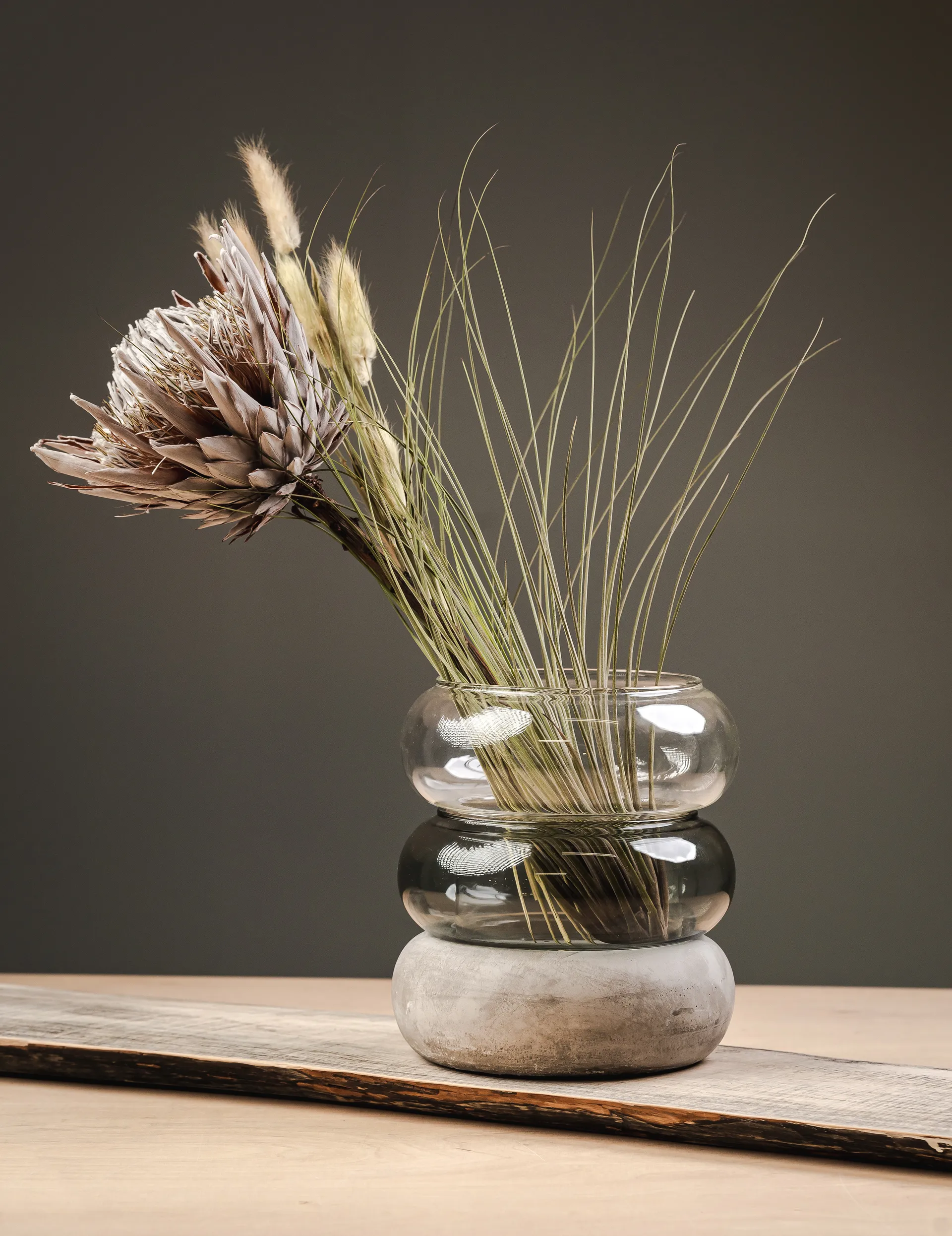 Bagel vase/lantern 22 cm, grey Muurla