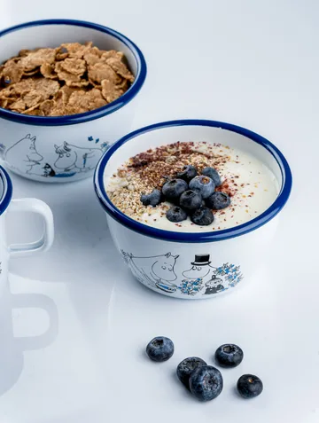Blueberries enamel bowl 60 cl - White - Muurla