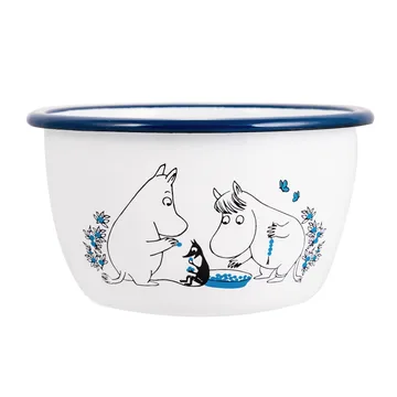 Blueberries enamel bowl 60 cl - White - Muurla