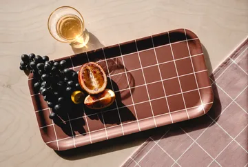 Checks & Stripes tray 22x43 cm - Brown - Muurla