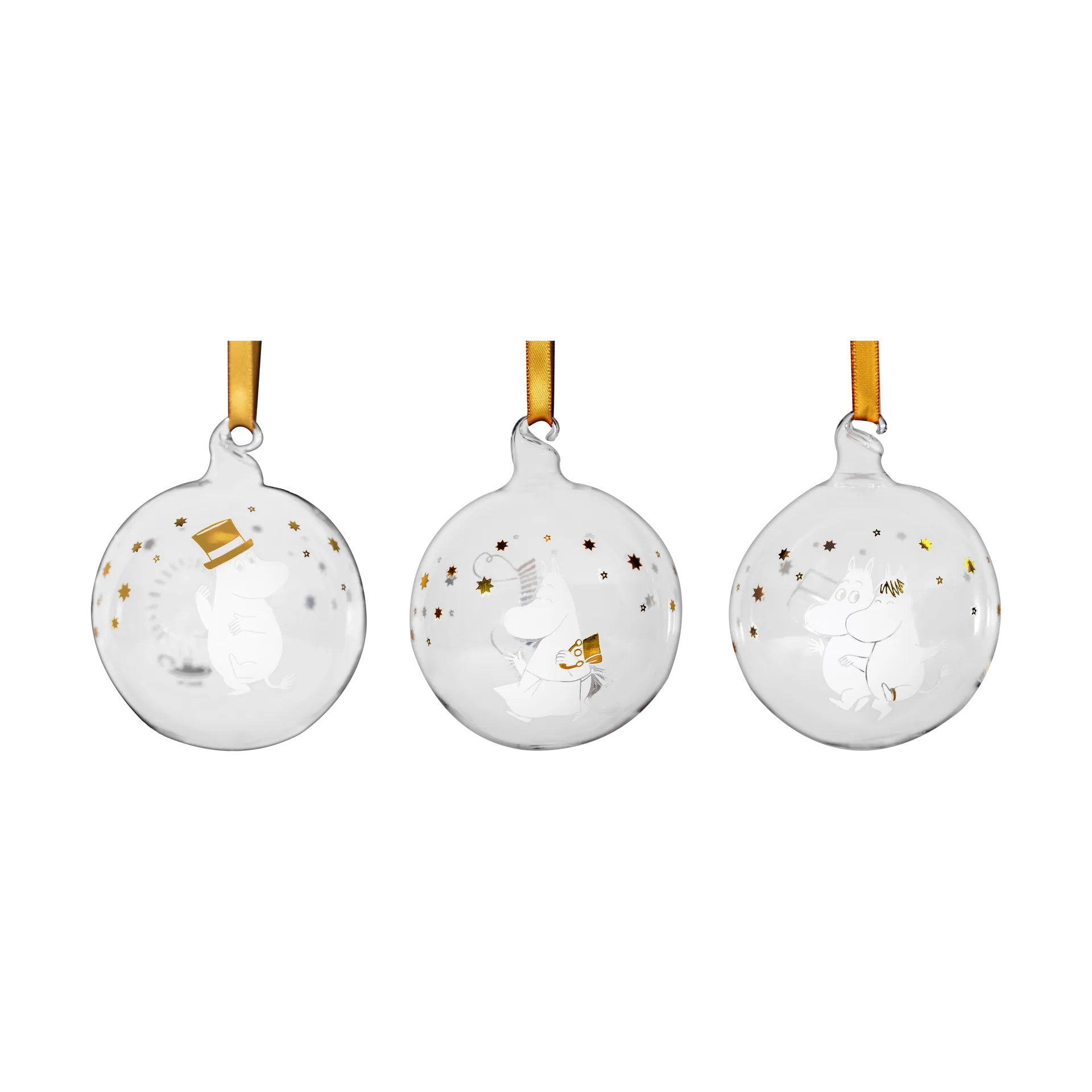 Moomin Christmas bauble Ø7 cm 3 parts, Sparkling stars Muurla
