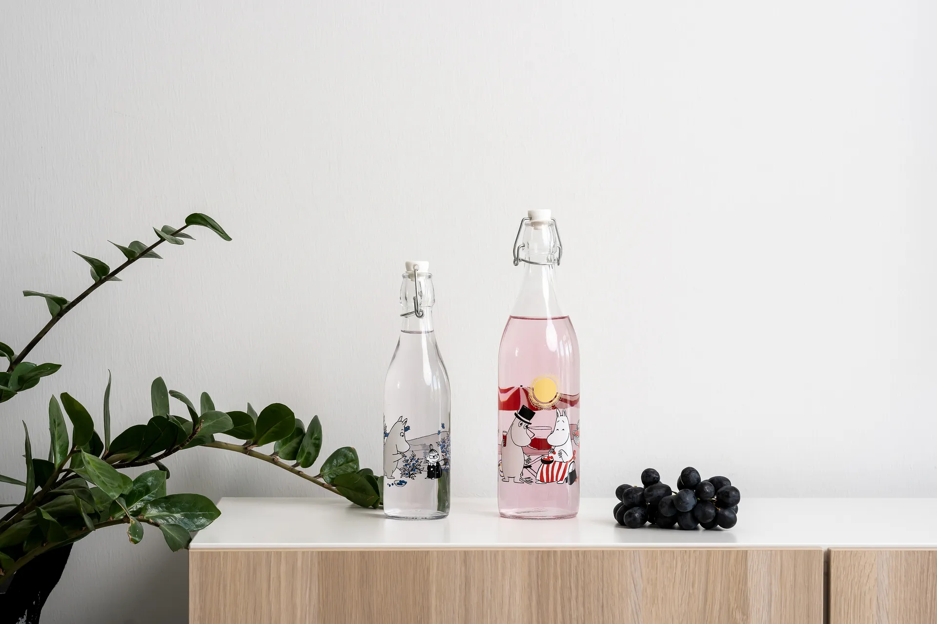Summertime glass bottle 1 L, Transparent Muurla