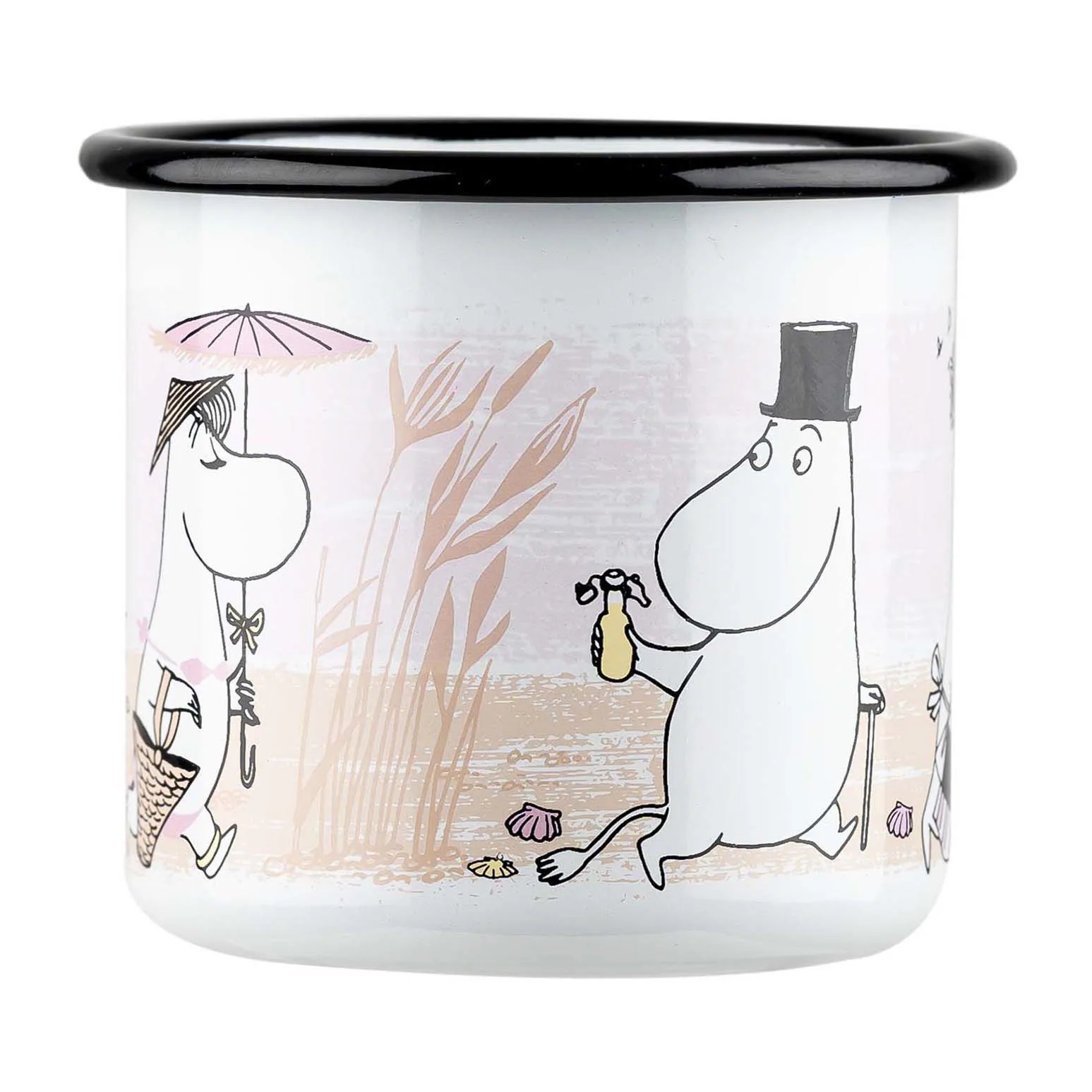 The Beach Retro enamel mug 37 cl, White Muurla