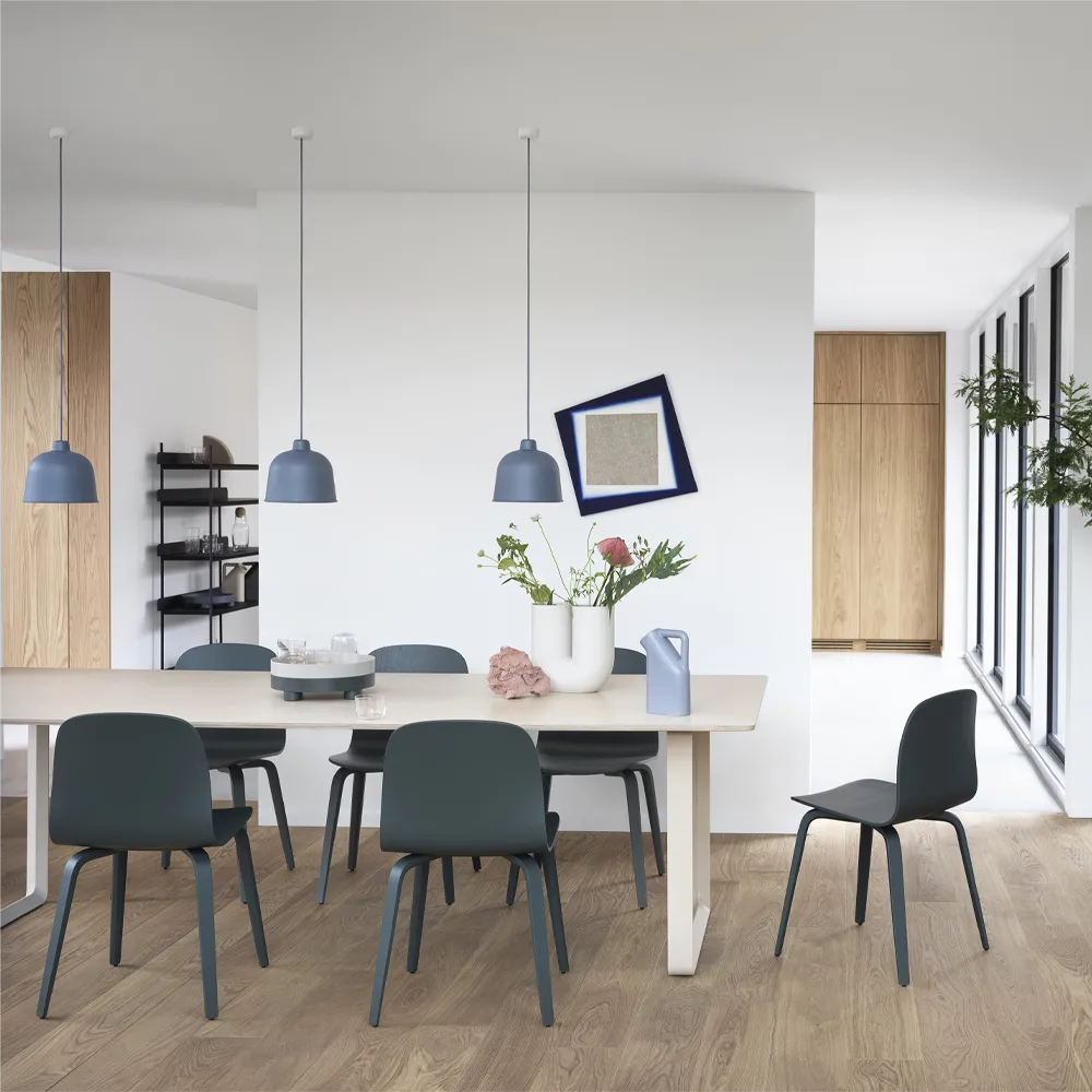 70/70 dining table 255x108 cm, White laminate-Plywood-Sand Muuto