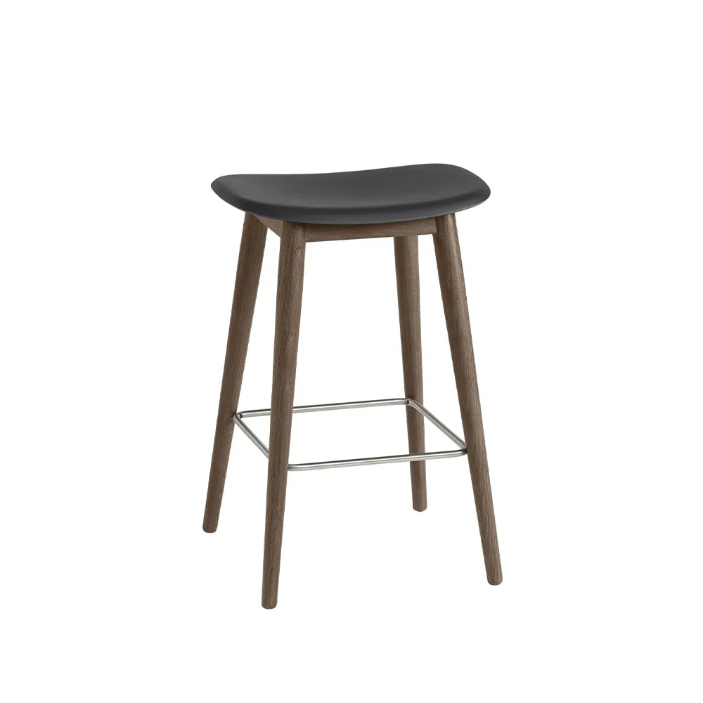 Fiber bar stool 75 cm, Black, dark brown stained legs Muuto