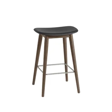 Fiber bar stool 75 cm - Black, dark brown stained legs - Muuto