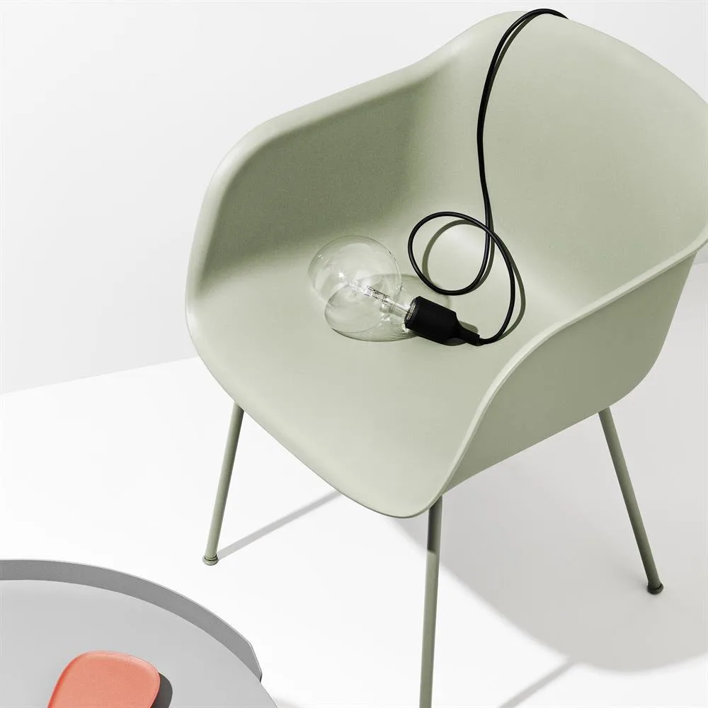 Fiber Chair with arm rest, Dusty green-Green (plastic) Muuto