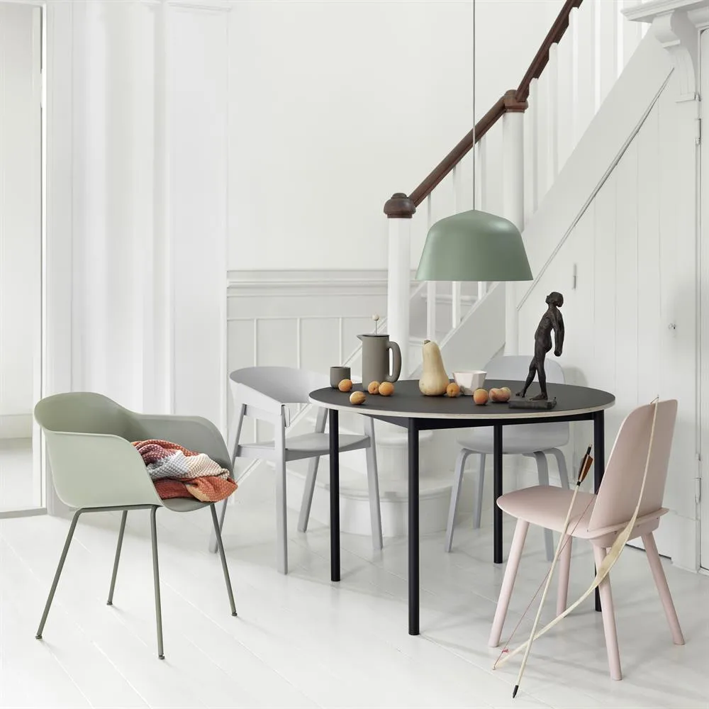 Fiber Chair with arm rest, Dusty green-Green (plastic) Muuto