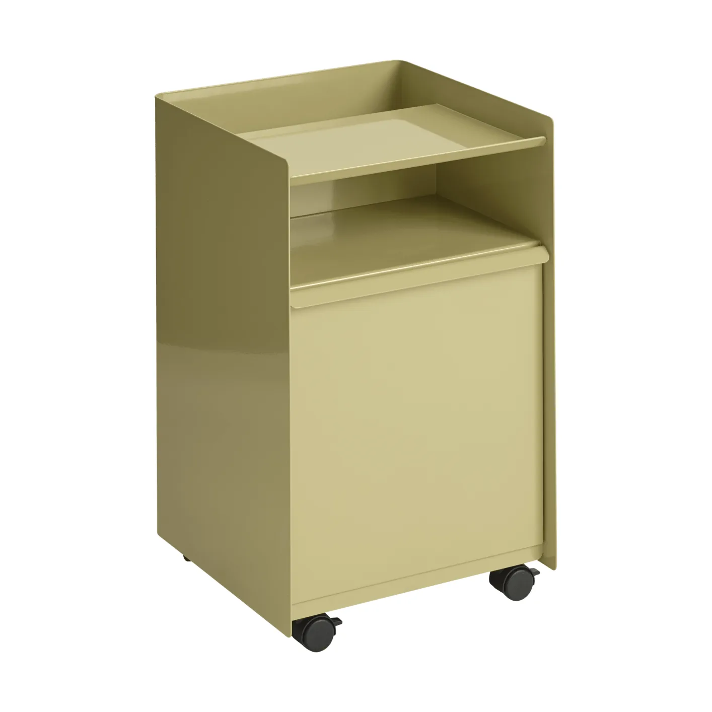 Folded Trolley rolling trolley with drawer, Dark beige green Muuto