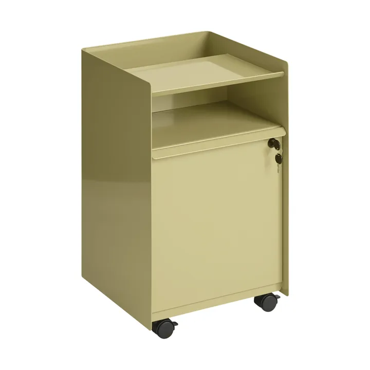 Folded Trolley trolley with cabinet - Dark beige green - Muuto