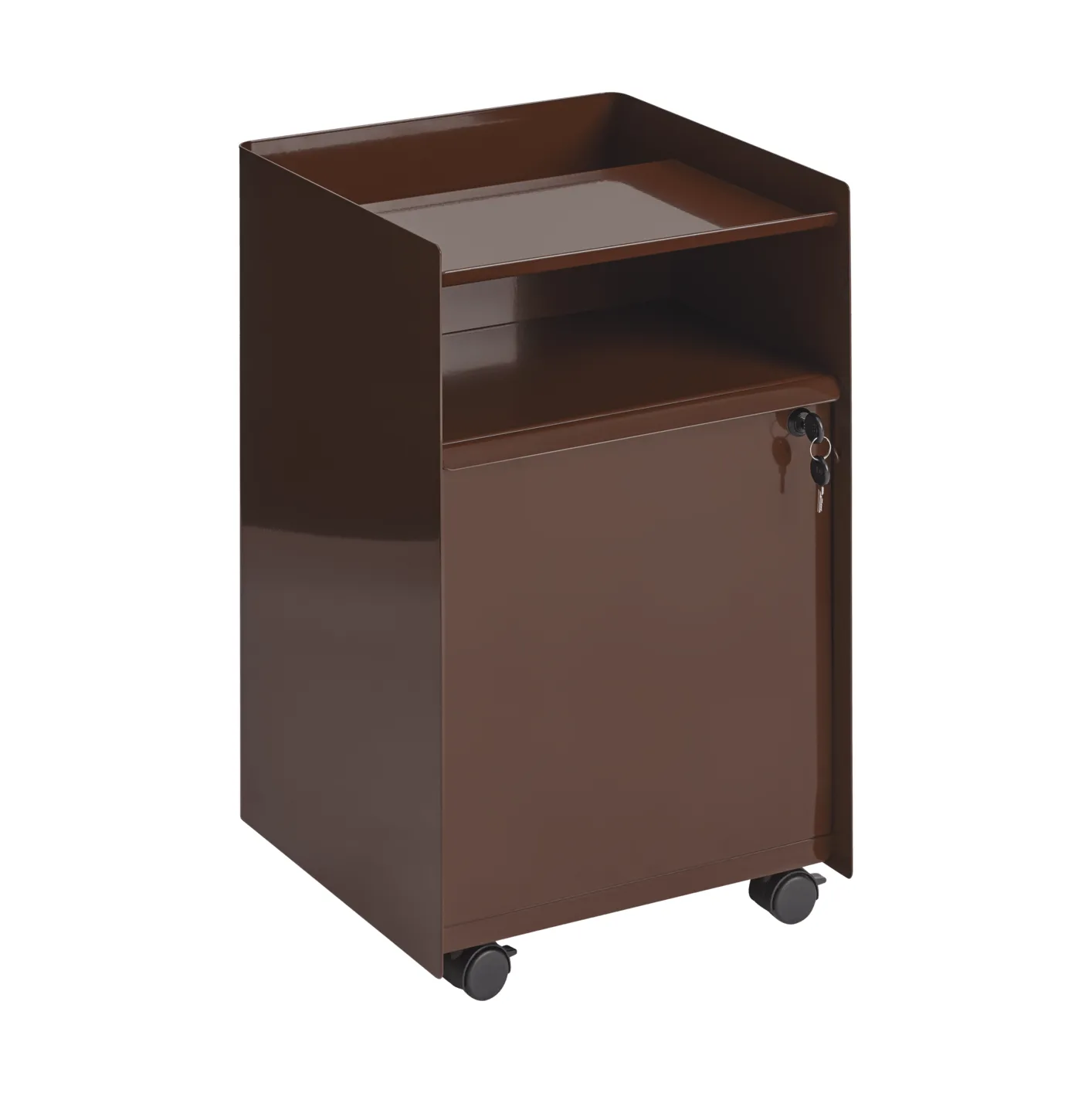 Folded Trolley trolley with cabinet, Dark red Muuto