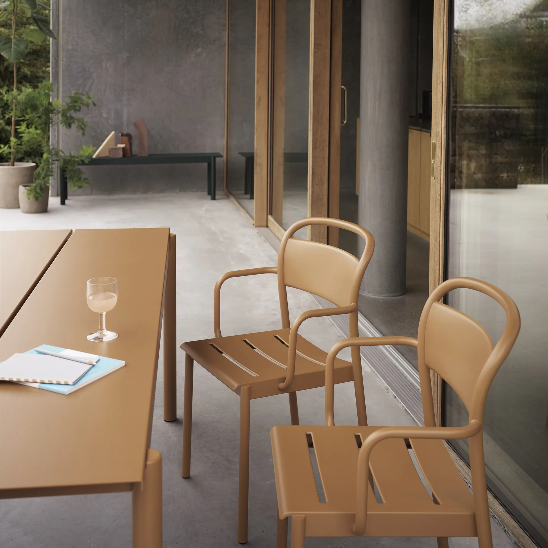 Linear steel armchair, Burnt orange Muuto