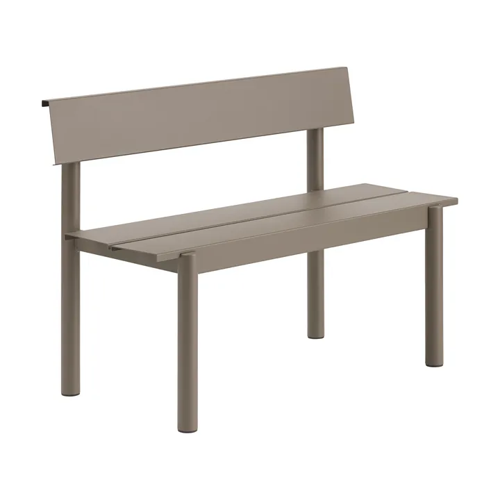 Linear Steel bench with backrest - Taupe, 110x34 cm - Muuto
