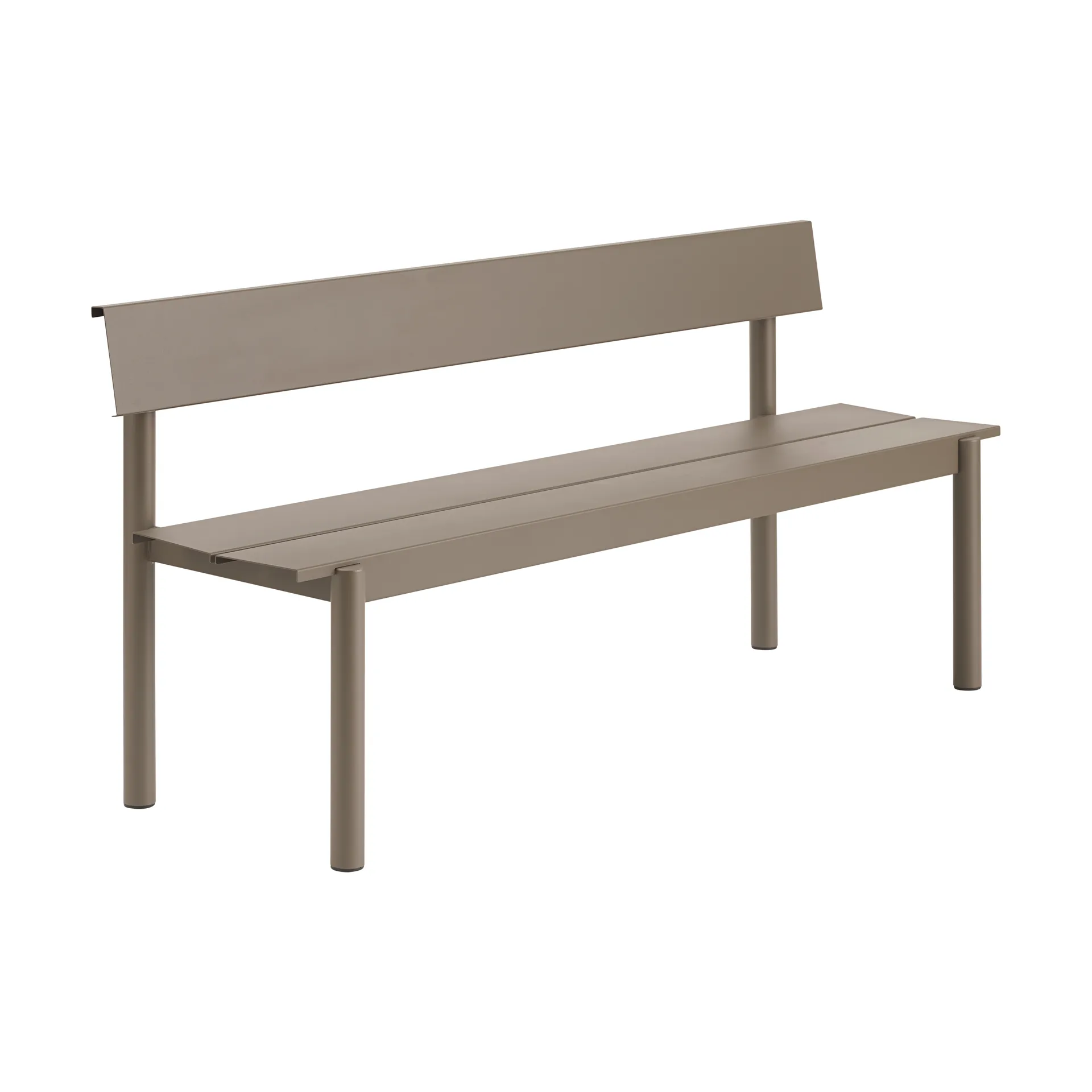 Linear Steel bench with backrest, Taupe, 170x34 cm Muuto