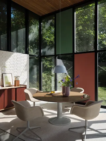 Midst pedestal table - Dark red linoleum-dark red, Ø160 cm - Muuto