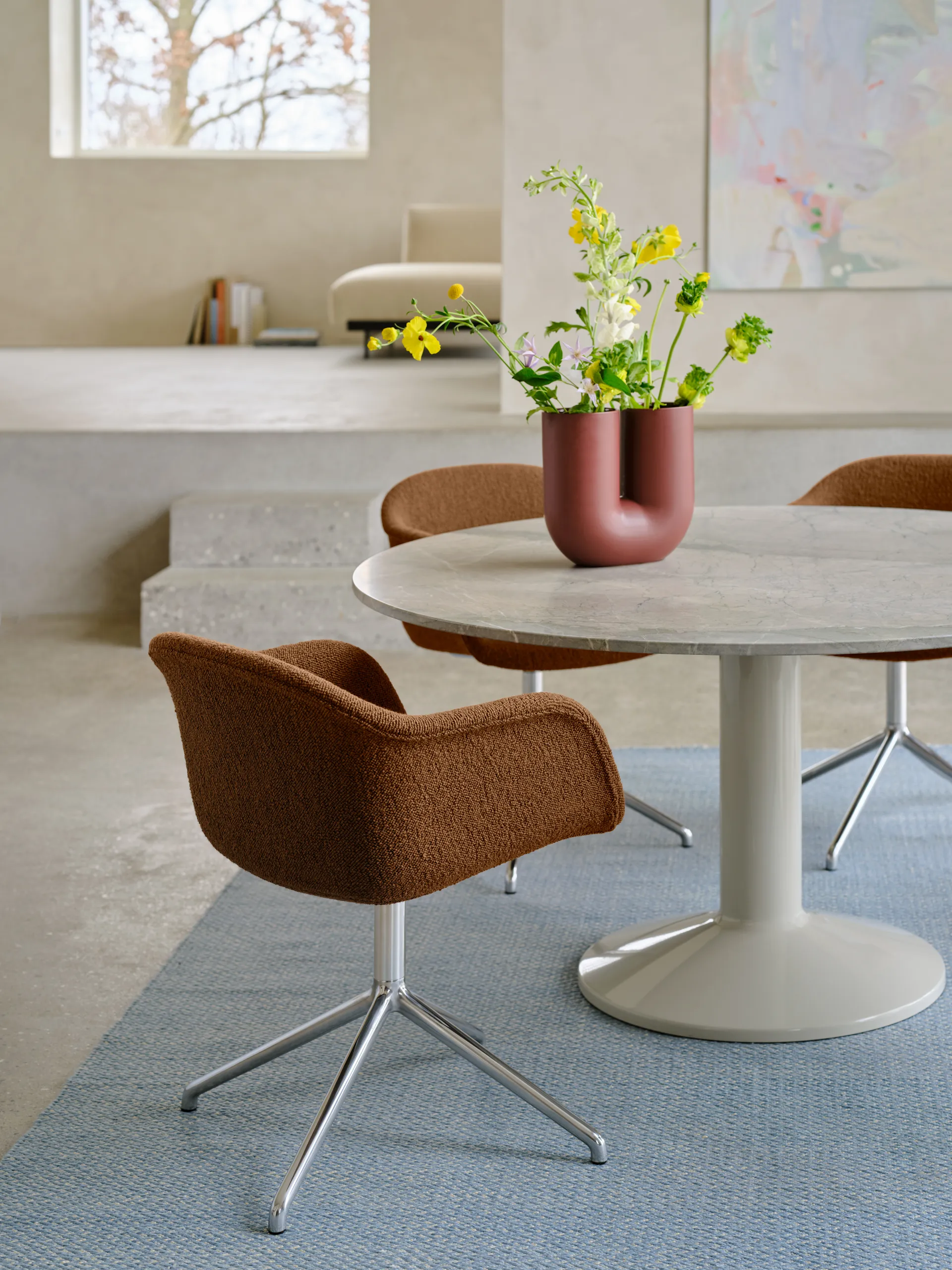 Midst pedestal table, Grey marble-grey, Ø140 cm Muuto