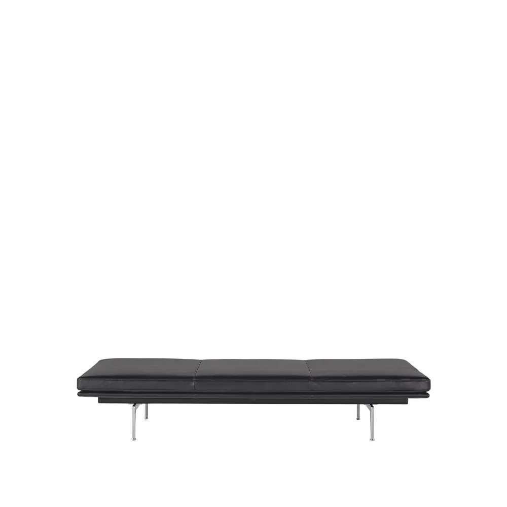 Outline daybed, Refine leather black-Aluminium Muuto