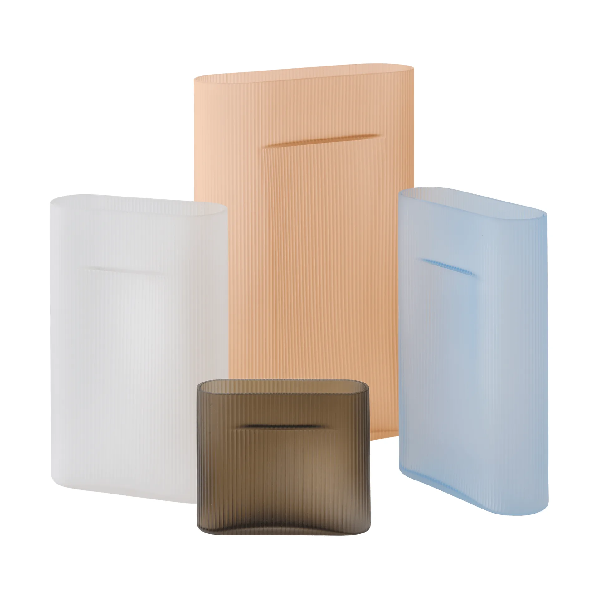 Ridge vase frosted glass 16,5 cm, Light orange Muuto