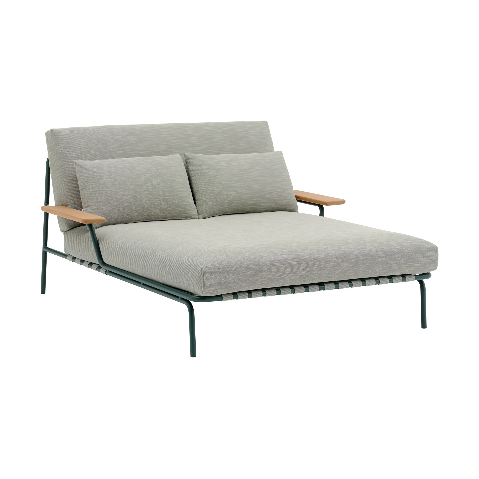Settle chaise lounge, Ribbed Weave 2-dark green, with armrests Muuto