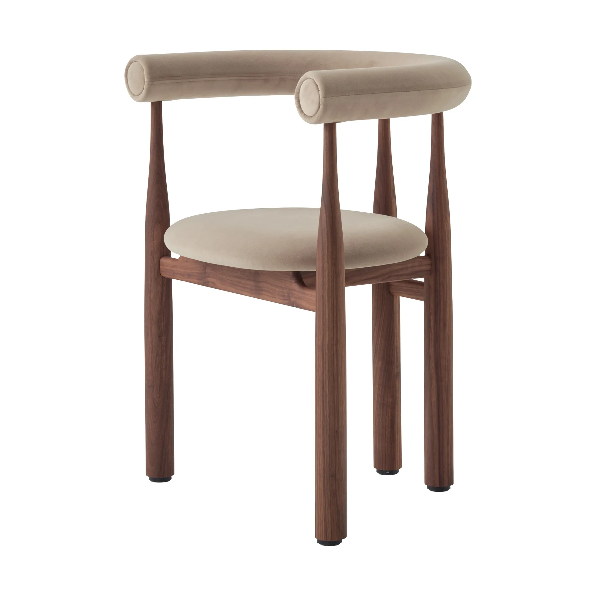 Bukowski upholstered armchair, Walnut, Megan 26 Beige New Works