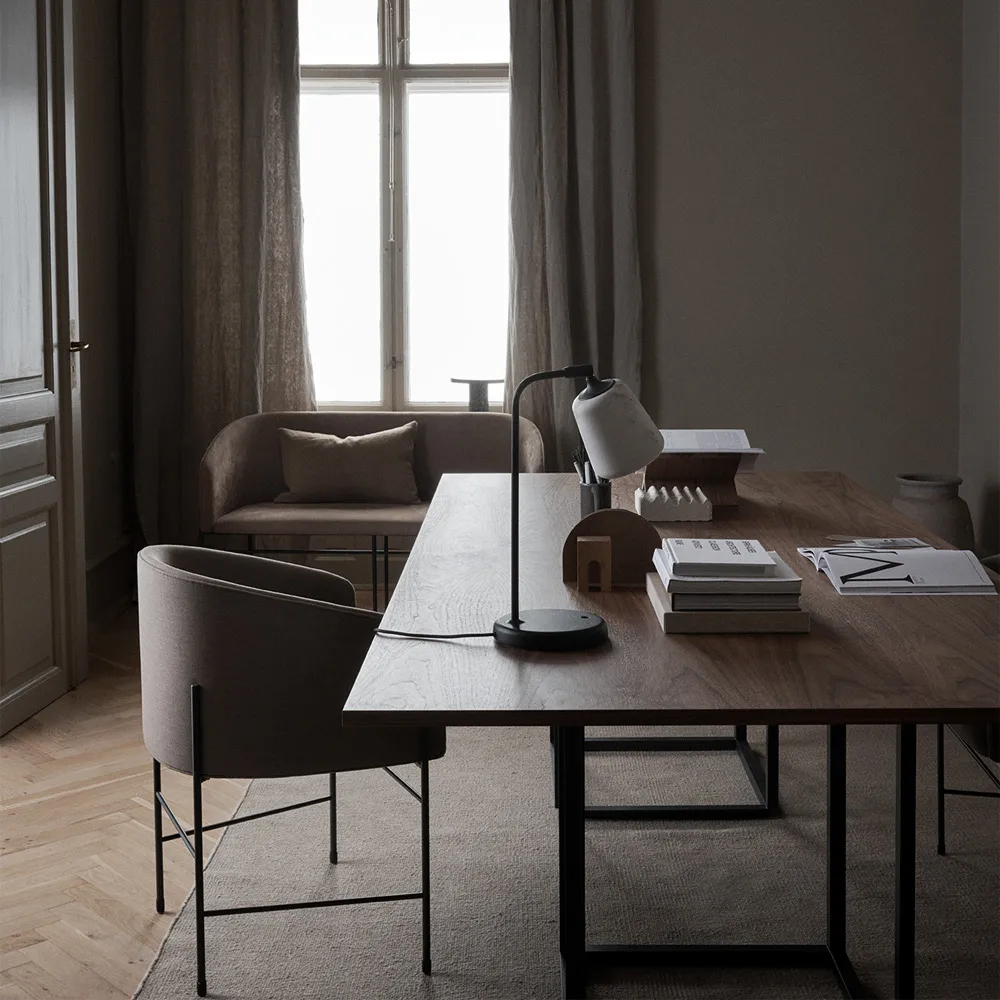Florence rectangular dining table, Natural oak. black stand New Works