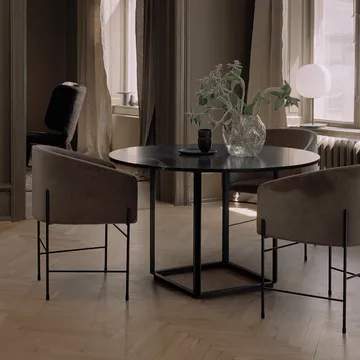 Florence round dining table - White viola marble. ø120 cm. white stand - New Works