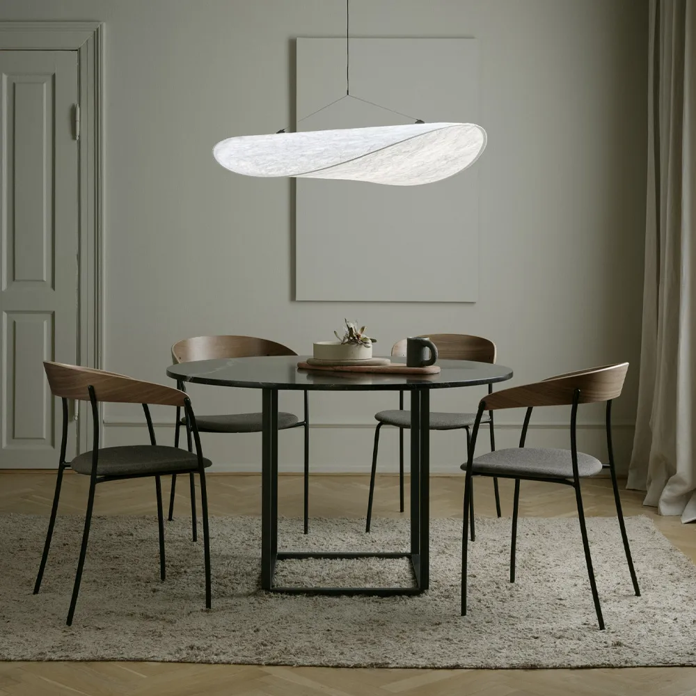 Florence round dining table, White viola marble. ø120 cm. white stand New Works