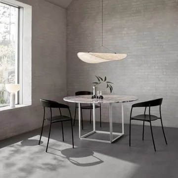 Florence round dining table - White viola marble. ø120 cm. white stand - New Works