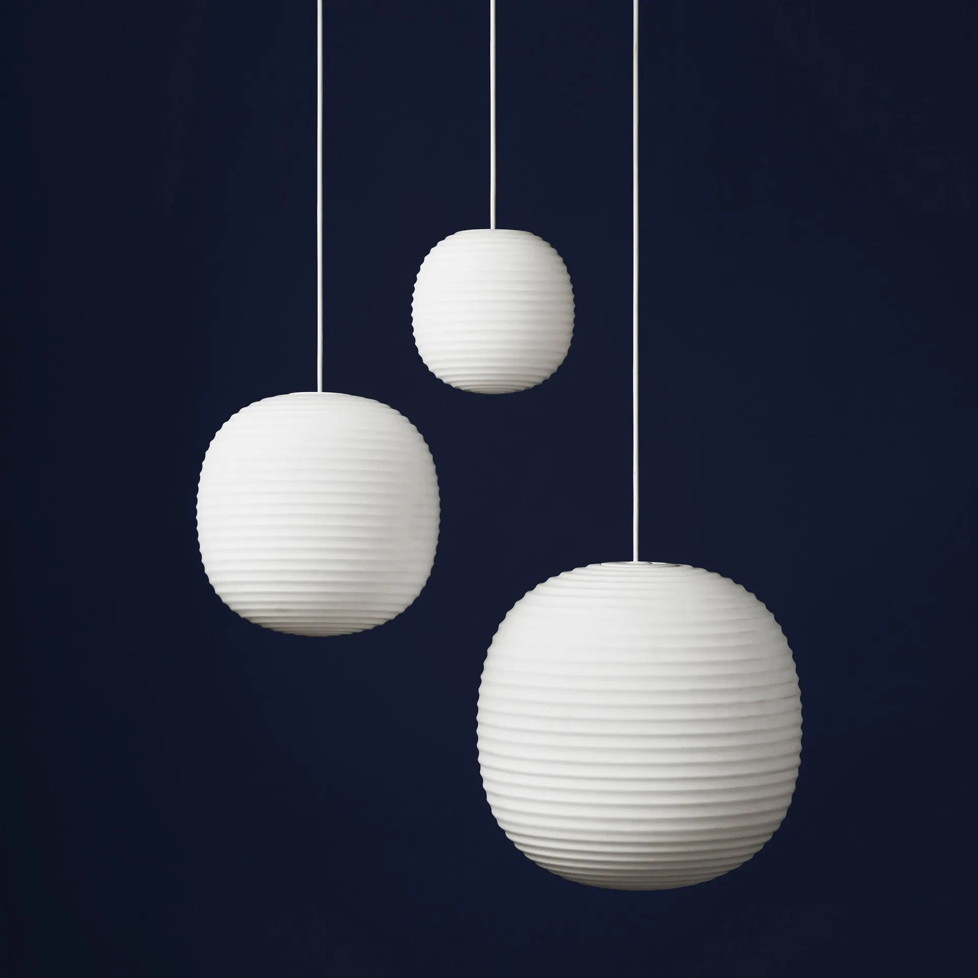 Lantern pendant lamp large, Frosted white opal glass New Works