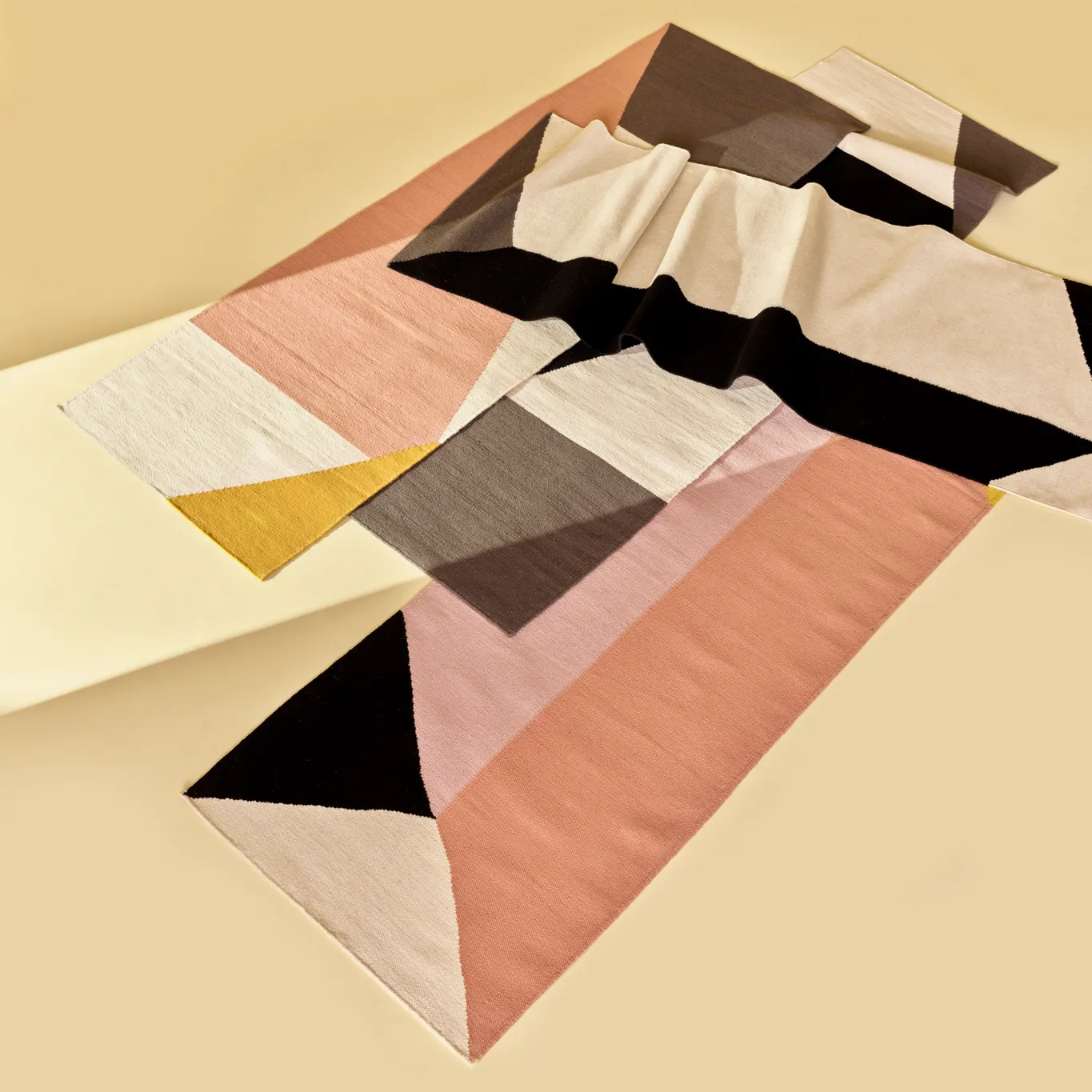 Rectangles blocks kelim rug pink, 80x240 cm NJRD