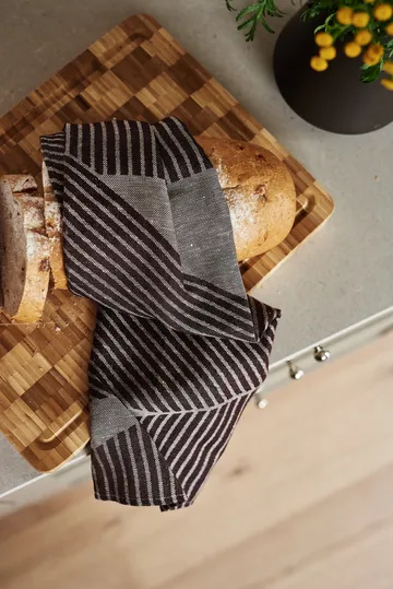 Stripes kitchen towel 47x70 cm 2-pack - Brown-white - NJRD