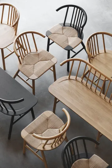 VIOR dining chair with woven seat, Lacquered oak-natural, 2-pack - NJRD