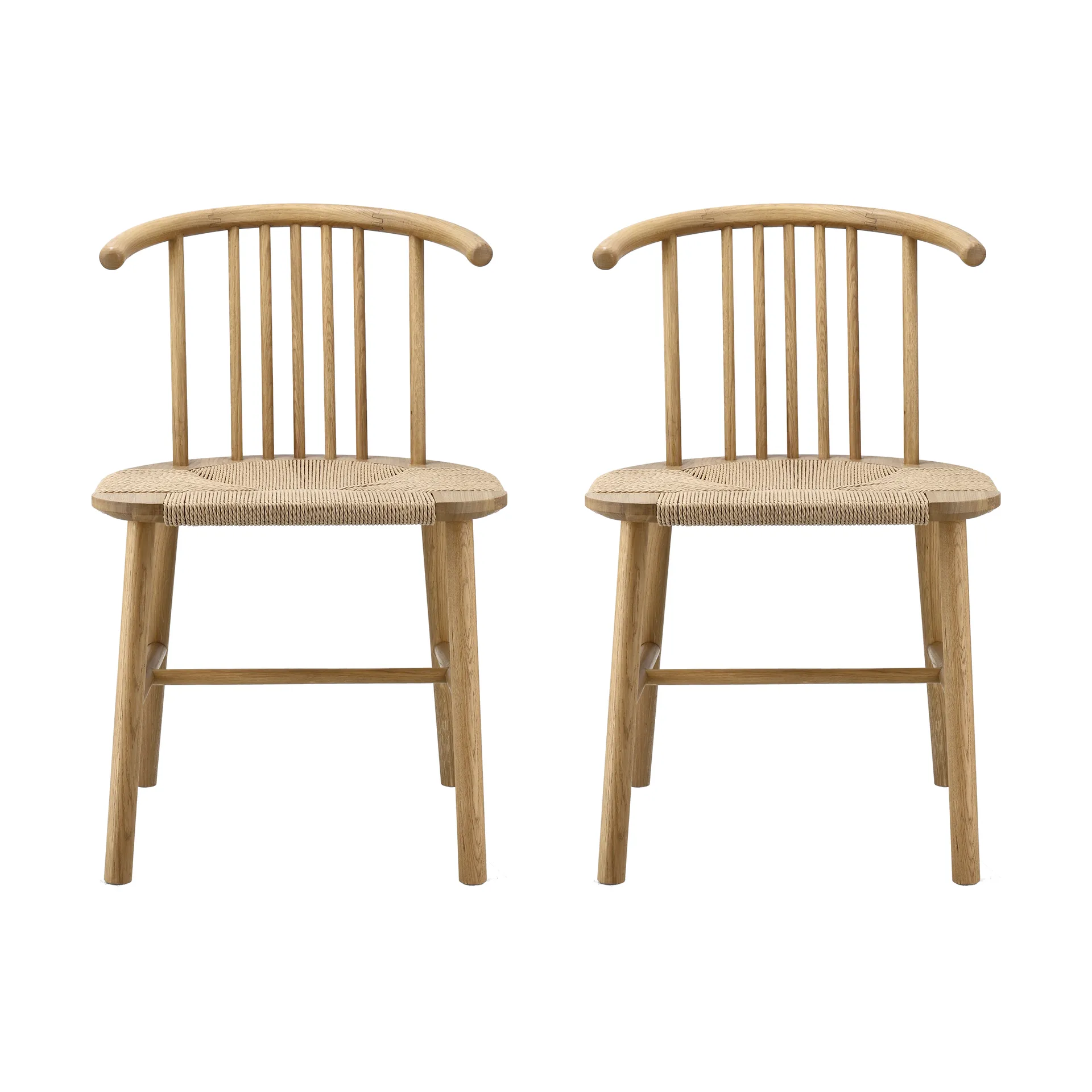 VIOR dining chair with woven seat, Lacquered oak-natural, 2-pack NJRD
