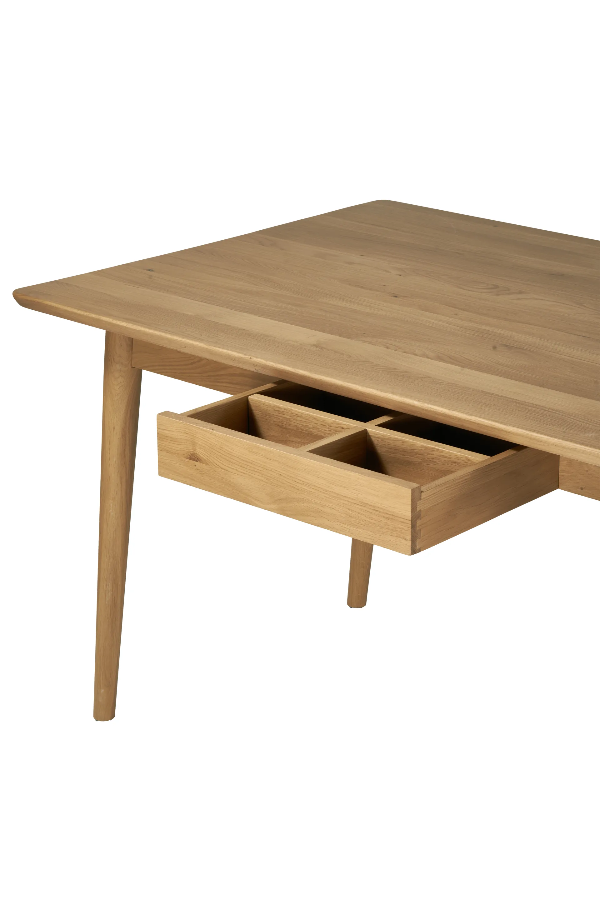 VIOR dining table 120 cm + chair 4‑pack – Lacquered oak‑natural NJRD