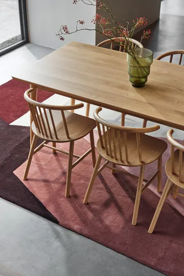 VIOR dining table 120 cm + chair 4‑pack – Lacquered oak‑natural - NJRD