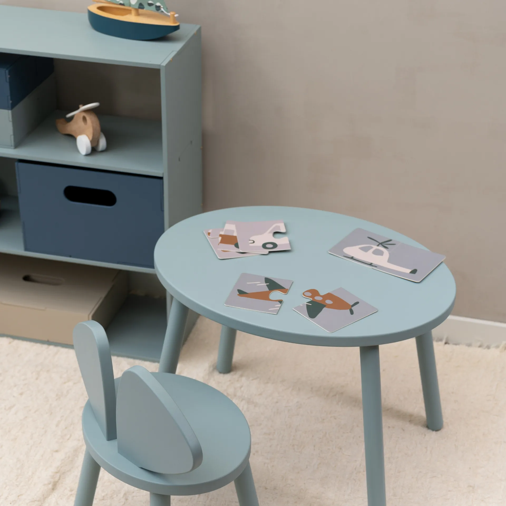 Mouse set children's chair + table, Olive green Nofred