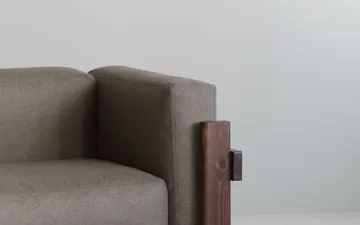 Kube sofa - Brown-lacquered pine–fabric Remix 143 Grey, 220 cm - Normann Copenhagen