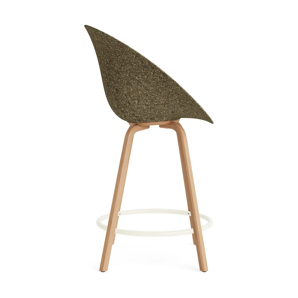 Mat Bar Armchair bar stool 65 cm, Seaweed-beech-cream steel Normann Copenhagen
