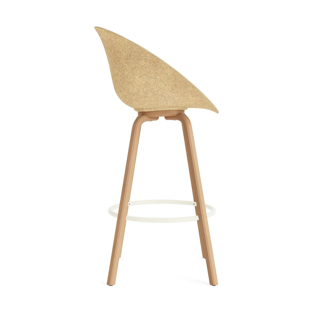Mat Bar stool front-upholstered 75 cm, Hallingdal 110-hemp-beech-cream steel Normann Copenhagen