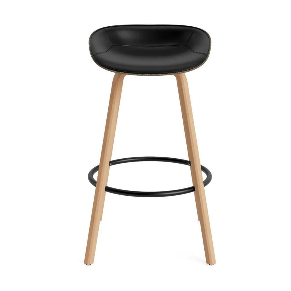 Mat Barstool barstool front-covered 75 cm, Ultra 41599-seaweed-beech-black steel Normann Copenhagen