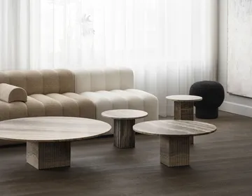 Soho coffee table - Silver travertine, Ø80x35 cm - NORR11