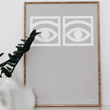 Ögon grey poster - 50x70 cm - Olle Eksell