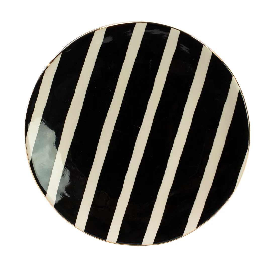 Doris plate, black and white-gold Olsson & Jensen