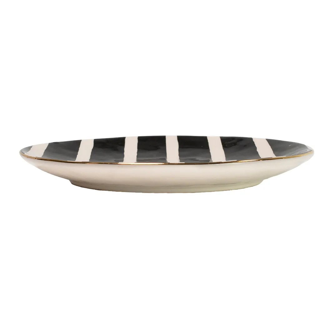 Doris plate, black and white-gold Olsson & Jensen
