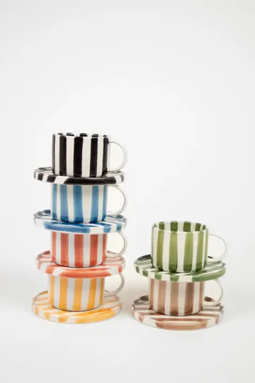 Monica cup with saucer 4-pack - Blue - Olsson & Jensen