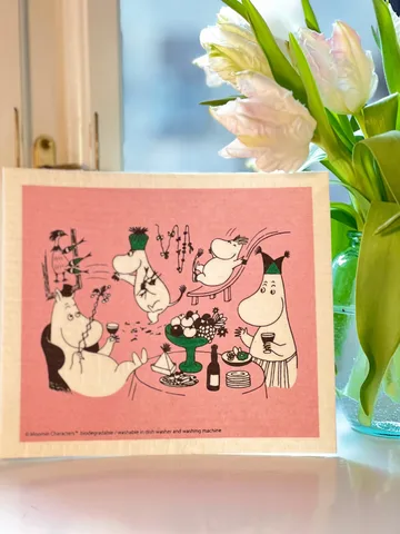 Moomin 80 dishcloth 17x20 cm - Pink - Opto Design
